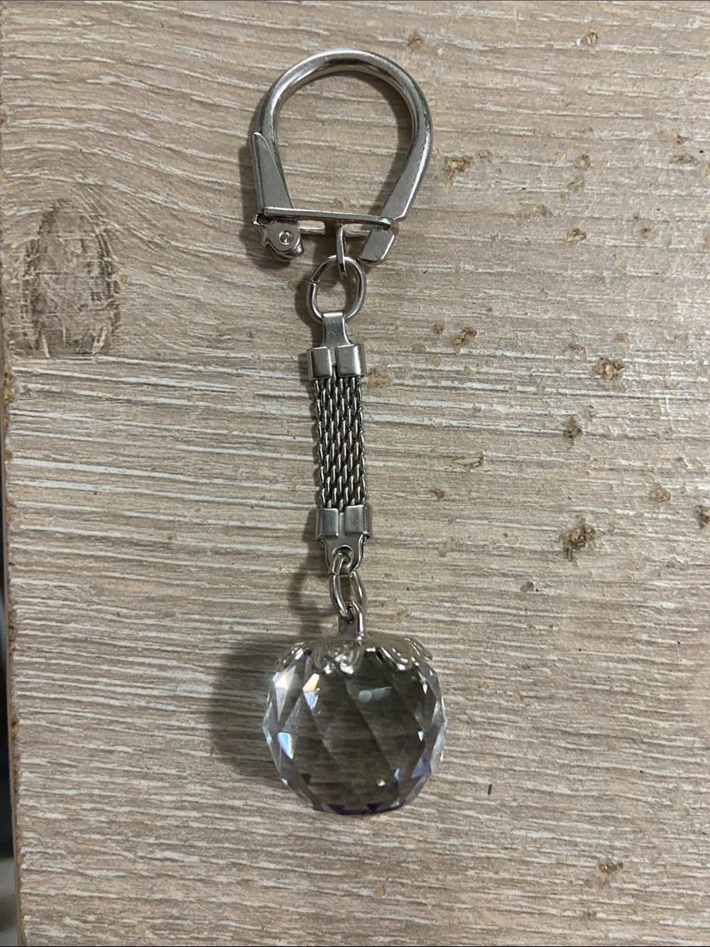 Vintage Crystal Glass Faceted Disco Ball Keychain 1970’s Era
